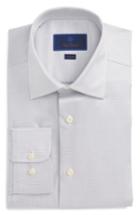 Men's David Donahue Trim Fit Microdot Dress Shirt 34/35 - Grey