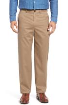 Men's Nordstrom Men's Shop 'classic' Smartcare(tm) Relaxed Fit Flat Front Cotton Pants X 33 - Beige (online Only)