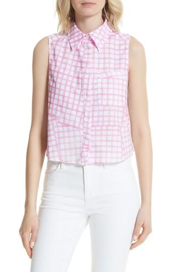 Women's Milly Leah Tie Back Stretch Cotton Blouse - Pink
