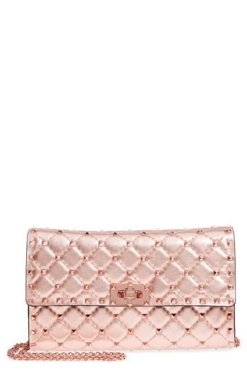 Valentino Garavani Rockstud Metallic Leather Shoulder Bag - Pink