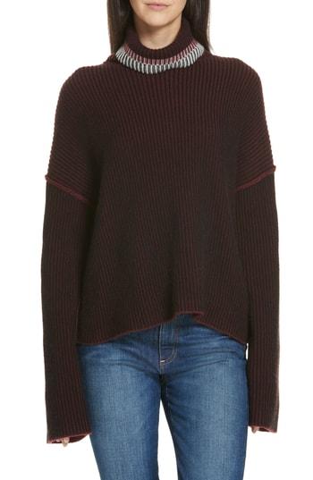 Women's Theory Oversize Cashmere Turtleneck Sweater, Size - Burgundy
