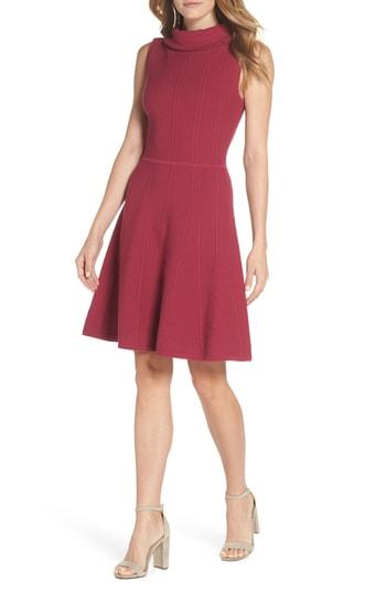 Women's Eliza J Mock Neck Fit & Flare Sweater Dress - Pink
