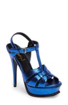 Women's Saint Laurent Tribute Metallic Platform Sandal Us / 36eu - Blue