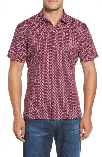 Men's Tori Richard Hex Yeah! Print Pucker Lawn Sport Shirt, Size - Red