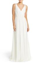 Women's Hayley Paige Occasions Embellished Shoulder V-neck Chiffon Gown - Ivory