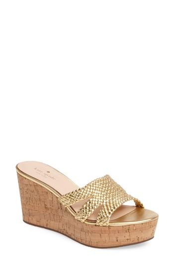 Women's Kate Spade New York Tarvela Wedge Sandal M - Metallic