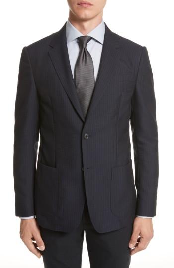 Men's Z Zegna Classic Fit Stripe Cotton Blend Sport Coat Us / 48 Eur - Blue