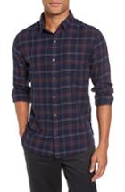 Men's Bonobos Slim Fit Check Brushed Twill Sport Shirt, Size - Blue
