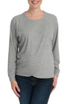 Women's Bun Maternity Tulip Front Maternity/nursing Sweatshirt - Grey