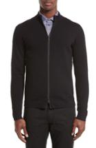 Men's Armani Collezioni Full Zip Jacquard Sweater Eu - Blue