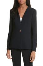 Women's Ted Baker London Collarless Stretch Wool Jacket - Blue