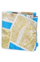 Men's Eton New York Stamp Silk Pocket Square, Size - Blue