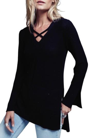 Women's Free People Crisscross Sweater, Size - Black