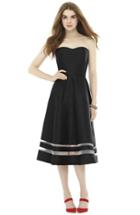 Women's Alfred Sung Illusion Stripe Strapless A-line Midi Dress - Black
