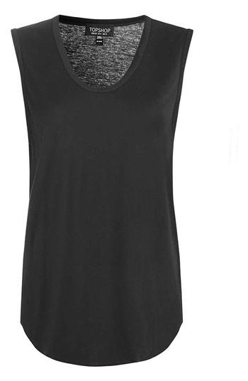 Women's Topshop Slouchy U-neck Tank Us (fits Like 2-4) - Black