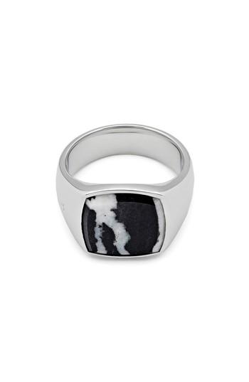 Men's Tom Wood Men's Zebra Marble Cushion Signet Ring