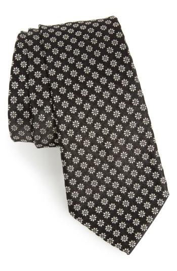 Men's Paul Smith Floral Print Skinny Tie, Size - Black