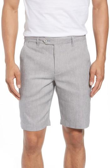 Men's Ted Baker London Newshow Flat Front Stretch Cotton Blend Shorts - Grey