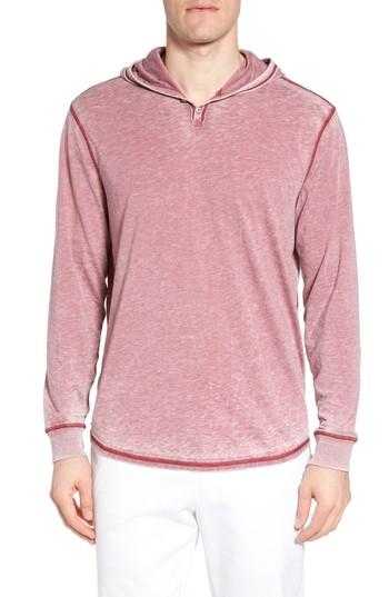 Men's True Grit Burnout Henley Hoodie - Red