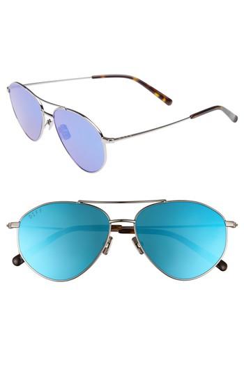 Women's Diff Scout 53mm Aviator Sunglasses - Light Gunmetal/ Ice Blue