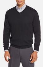 Men's Cutter & Buck 'douglas' Merino Wool Blend V-neck Sweater - Black (online Only)