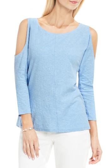 Women's Two By Vince Camuto Cold Shoulder Slub Cotton Top, Size - Blue