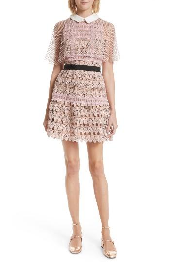 Women's Self-portrait Floral Vine Cape Minidress