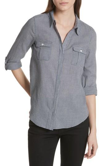 Women's Joie Booker Houndstooth Button Down Top - Blue