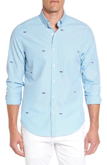 Men's Vineyard Vines Embroidered Seersucker Slim Fit Sport Shirt - Blue