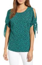 Women's Michael Michael Kors Graphic Leopard Tie Sleeve Blouse - Green