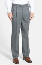 Men's Berle Self Sizer Waist Pleated Wool Gabardine Trousers X 34 - Blue