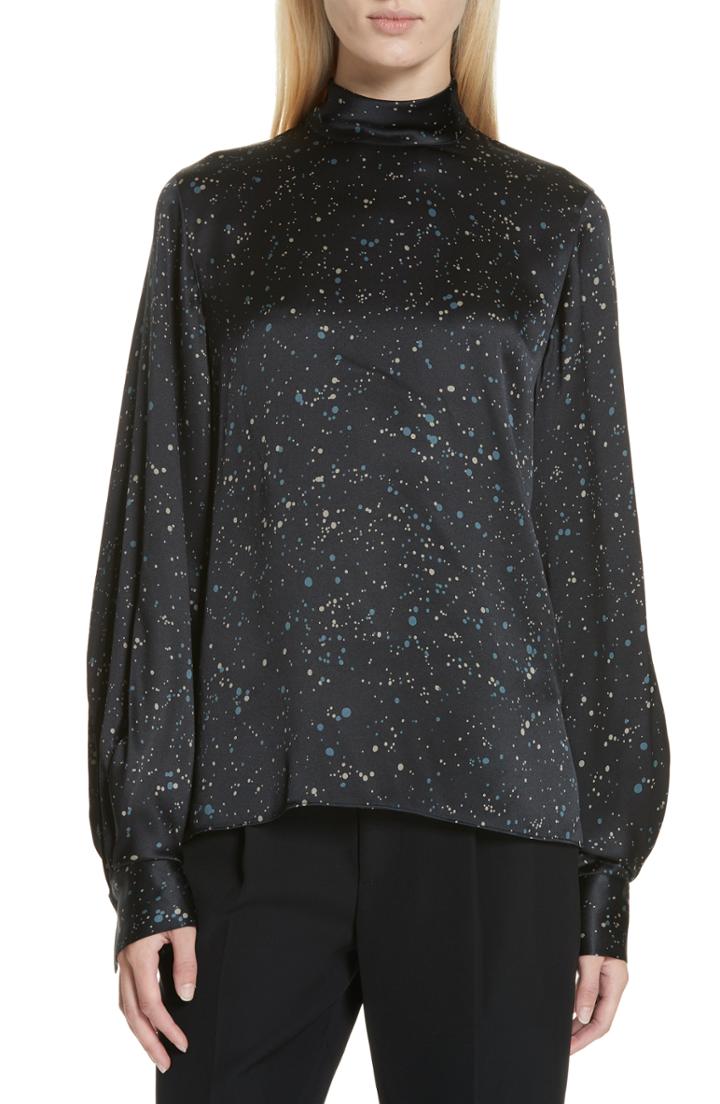 Women's Vince Constellation Print Blouse - Black
