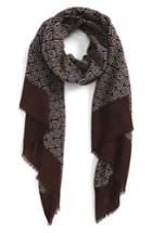 Men's Calibrate Floral Wool Scarf, Size - Brown