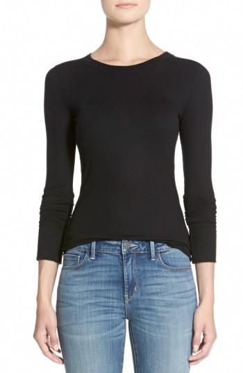 Women's Treasure & Bond Long Sleeve Rib Tee, Size - Black