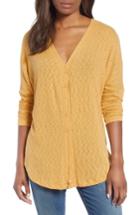 Women's Caslon Button Front Ribbed Knit Top