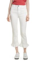 Women's Ao. La Zoe Ruffle Hem Crop Jeans - White