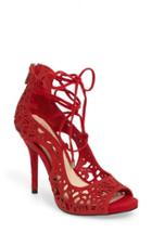 Women's Jessica Simpson Briony Perforated Ghillie Sandal M - Red
