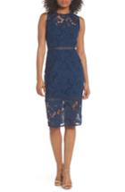 Women's Cooper St Lustrous High Neck Lace Sheath Dress - Blue