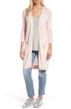 Women's Halogen Long Open Front Cardigan, Size - Pink