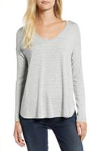 Women's Gibson V-neck Stripe Top, Size - Grey