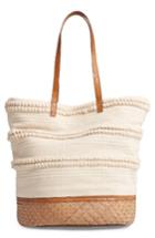 Sole Society Woven Bottom Tote - Beige