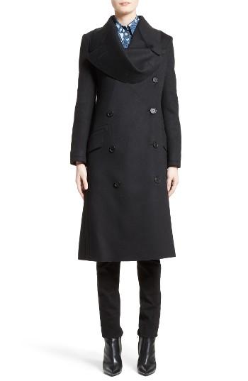 Women's Burberry Double Face Wool Asymmetrical Military Coat