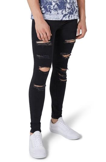 Men's Topman Skinny Spray On Ripped Jeans X 32 - White