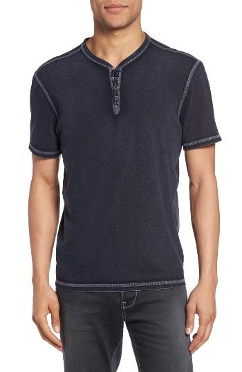 Men's John Varvatos Star Usa Snap Short Sleeve Henley - Blue