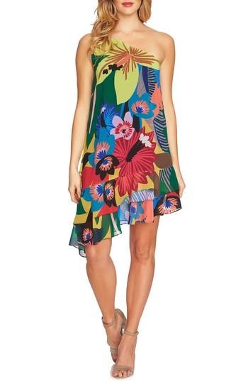 Women's Cece Jungle Splendor One-shoulder Shift Dress - Green