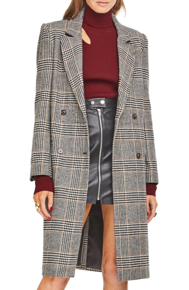 Women's Astr The Label Kensington Plaid Long Coat - Black