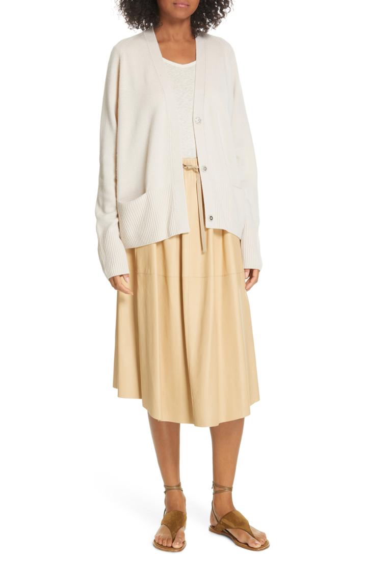 Women's Vince Lambskin Leather Skirt - Beige