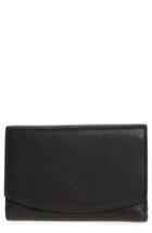 Women's Skagen Compact Flap Leather Wallet - Black