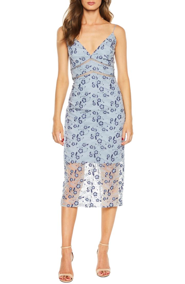 Women's Bardot Sapphire Lace Midi Dress