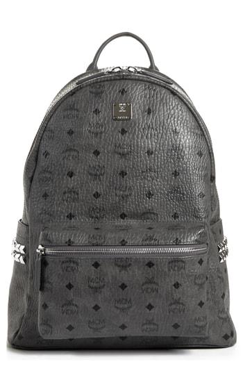 Men's Mcm Stark Medium Stud Faux Leather Backpack - Grey
